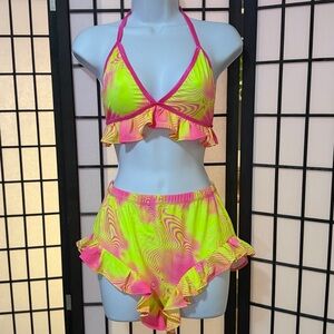 Neon Ruffle Bikini Set